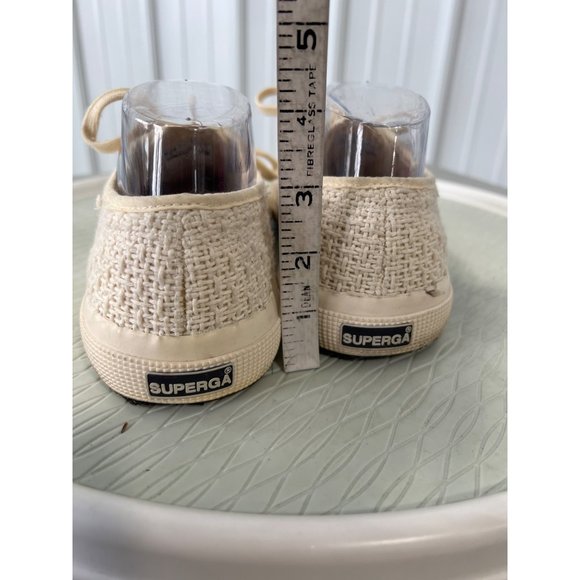 Superga 2750 Woven Plimsoll Trainers Womens 41 Round Toe Lace Up Cream Fabric - Picture 6 of 11